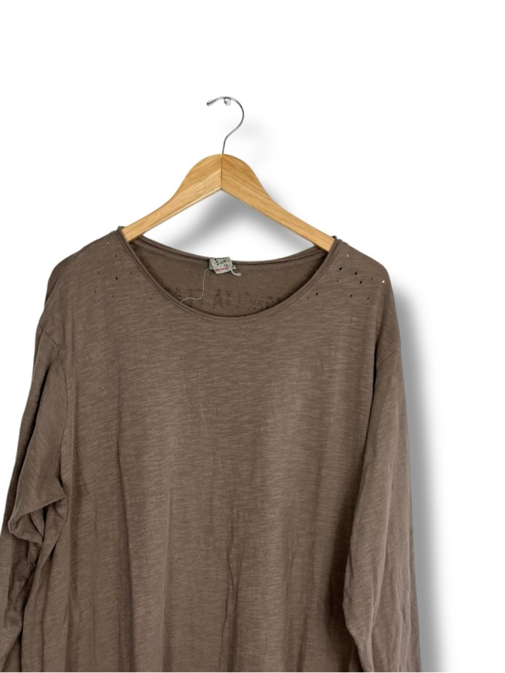 MAGNOLIA PEARL Viggo Long Sleeve TShirt Tee Maxi Dress O/S Cupid Logo Taupe - Picture 8 of 16